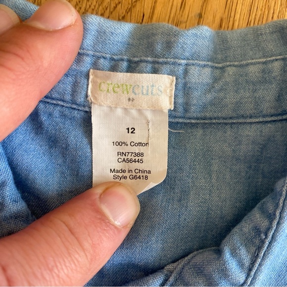 Crewcuts Tie Front Denim Shirt Size 12 - Picture 3 of 6